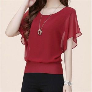 【S-5XL】korean style large womens clothes fat summer clothes batman short sleeve thin chiffon shirt for women casual blouse tops
