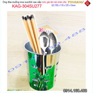 Ống đũa muỗng Tovashu KAG-304SU277 Inox Nhật 304 kệ đơn tròn móc kệ chén dĩa cao cấp dập khuôn thấp 12.5cm Hàng Y Hình