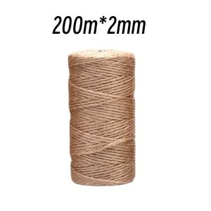 2MM*200M Natural Vintage Jute Rope Cord String Twine Burlap DIY Crafts Gift Wrapping Jute Hemp Gardening Wedding Party Decoration