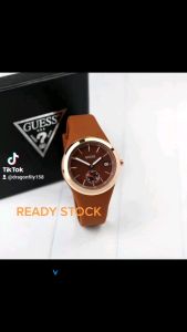 Jam tangan wanita fashion 5ue55 tali karet detik bawah tanggal aktif