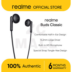 Realme BudsคลาสสิกRMA2001หูฟังแบบมีสายHDไมโครโฟนมีสายชุดหูฟัง (ของขวัญ!)