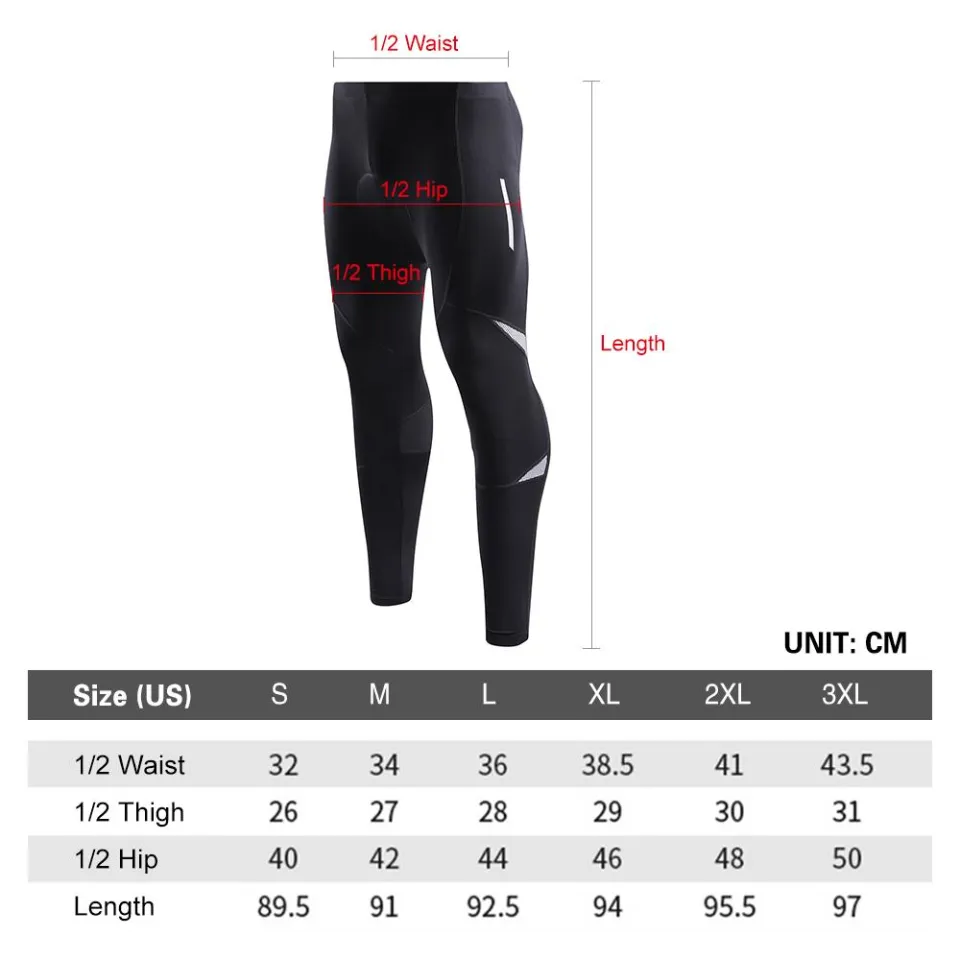 Lixada Men's Reflective Bicycle Pants Gel Padded Cycling Compression Tights  Leggings Outdoor Riding Bike Pants