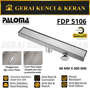 PALOMA FDP 5106 Floor Drain Panjang Strainer Saringan Got Kamar Mandi Smart Drain Anti Bau