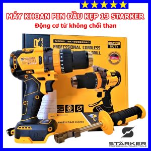 Máy khoan pin búa đầu 13mm STARKER công nghệ Đức  động cơ từ không chổi than  bảo hành 6 tháng