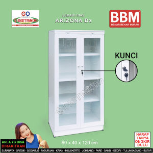 Distrindo - Bufet Lemari Hias Etalase Pintu Kaca + 2 Kunci Serbaguna Untuk Tas Kosmetik Konfeksi