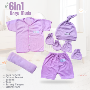 PROMO Paket Newborn Hemat 6in1 Baju Celana Topi Bedong Sartaki Bayi Baru Lahir Perempuan Maroon