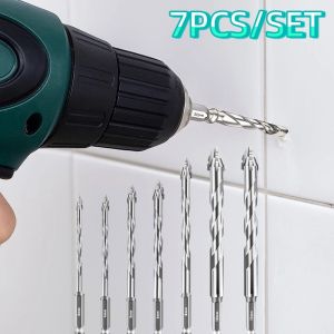 RGFV 7pcs/set High Hardness Tile Drill Bit Set U-shaped Precision Four-Flute Sawtooth Drill Bit Durable Wear Resistant Glass Drill Bit Housing Construction