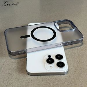 for Magsafe Transparent Matte Case for iPhone 16 15 Pro Max 14 Plus 11 12 13 Magnetic Wireless Charging Hard PC Shockproof Cover