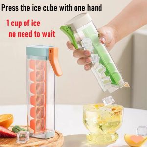 Press the ice cube with one handIce Cube Molder Press-type Lattice Ice Cube Tray with Lid Ice Cube Box for Freezer Home Ice Maker DIY Ice Cube easy releaseIce cube making mold for 6-grid refrigerator