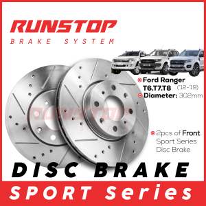Runstop Slotted & Drilled Disc Rotor Toyota Hilux Ford Ranger Triton Dmax Fortuner Navara Vios