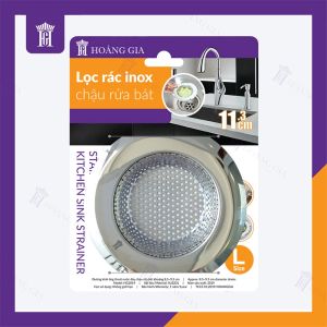 Lọc Rác Inox Chặn Rác Inox Bồn Rửa Chén Chậu Rửa Bát Cao Cấp Hoàng Gia HG2019 (size L 11.3 cm) - Bảo Hành 01 năm - Stainless Steel Kitchen Sink Strainer Large Wide Rim 4.5" Diameter