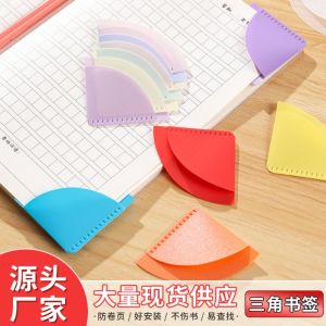 JAYNEBIO 6pcs Fan-Shaped Bookmarks Anti-Curl Multi-Function Page Corner Protector Durable PP Page Markers Gift
