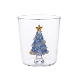SDFSF High Borosilicate Glass 3D Christmas Tree Built-in Glass Cup Transparent Heat-resistant Christmas Gift Creative Sustainable Coffee Milk Mug Tea Espresso Cup Holiday Table Decor