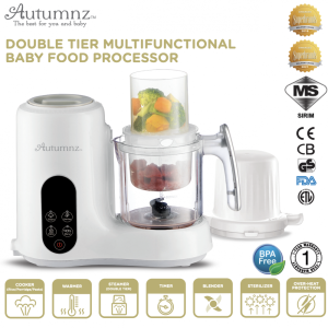 AUTUMNZ Double Tier Multifunctional Baby Food Processor Steamer Blender Baby Puree