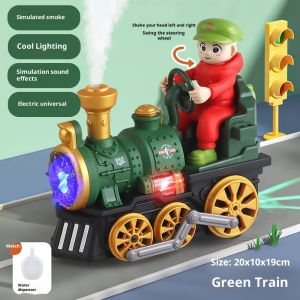 Baby Parent-Child Interactive Eco-Friendly Material Toy Car Retro Omni-Directional Spray Steam Dinosaur Princess Christmas Music and Lights