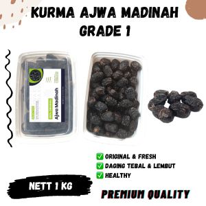 KURMA AJWA MADINAH 1kg Repack Premium Madinah  Nabi Sunnah Ajwah Azwa Grade A 1 Medina Dates Buah