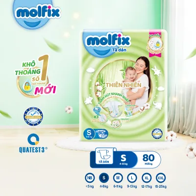 Tã Dán Thiên Nhiên Molfix Natural Super Jumbo NB70/ S80/ M76/ L68/ XL60