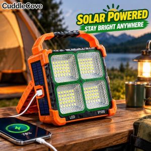 Solar Led Camping Lantern Rechargeable Work Light Magnetic Tent Lamp Power Bank Waterproof