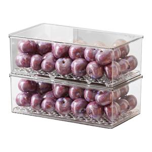 Practical Stackable Clear Plastic Pantries Storage Drawers Organizers Convenient for Cabinet Fridge Closet Home Use