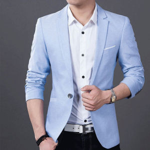 Casual Blazer For Men/Slim Fit Spring Jacket/Plain Color Smart Coat/Mens Fashion Outerwear