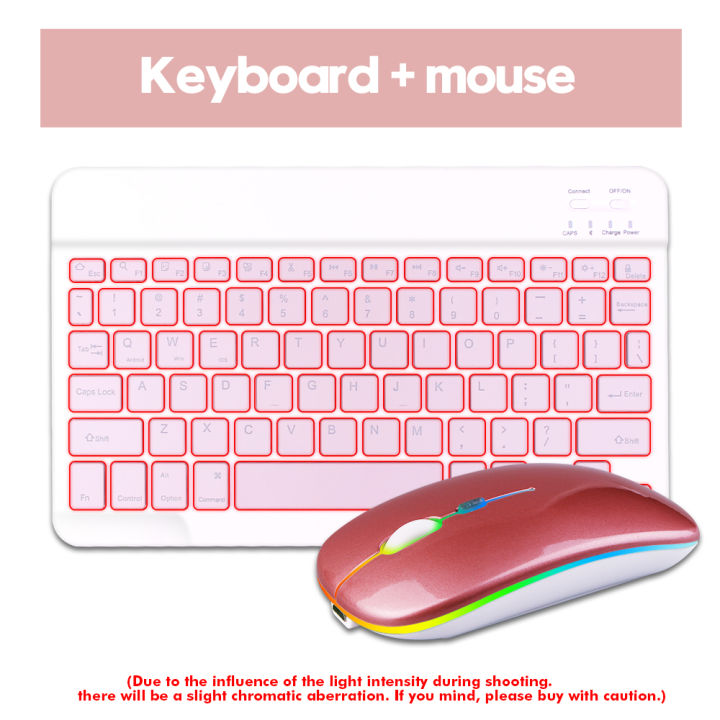 GOOJODOQ 10 Inch Backlit Backlight Keyboard And Mouse LED Colorful Bluetooth Wireless Keyboard For iPad Laptop Android iPhone