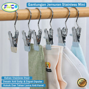Gantungan Jemuran Mini Dengan Penjepit Bahan Stainless Steel Chrome Hanger Gantungan Baju Multifungsi
