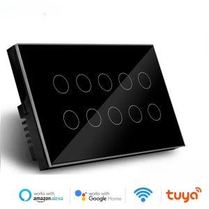 Melery Wifi Smart Tuya Light Switch 4/5/6/8/10 Gang Glass Wall Touch Sensor Alexa Remote Voice Control by Home Assistant