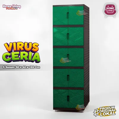 LEMARI PLASTIK VIRUS KINGDOM 4 SUSUN LEMARI PAKAIAN MINIMALIS CABINET SERBAGUNA - CREAM