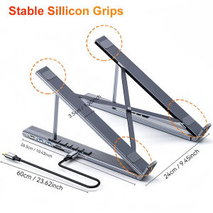 Kebidumei 8-in-1 Bracket Docking Station Aluminium Alloy Laptop Holder Hub TYPE-C to HDMI Adapter 4K PD100W USB3.0 5Gbps Hub USB Splitter