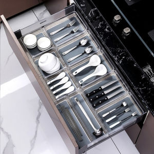 Drawer organizer Kitchen organizer Cutlery organizer Flatware Drawer Tray for Silverware Serving Utensils Multi-Purpose Storage for Kitchen Office Bathroom Supplies Kitchen Cutlery ​Finishing Storage Box Drawer Storage Organizer