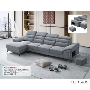 GR Furniture 9.5 Feet Fabric L Shape Sofa With Storage Box And Mini Stool