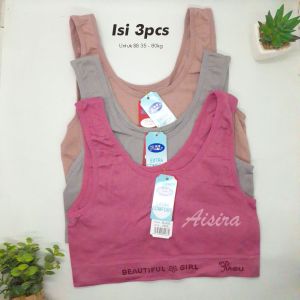 3pcs Miniset Wanita Remaja Jumbo Usia 11 - 16 Tahun Tanpa Busa Tali Besar Untuk BB 40kg - 80kg Adem