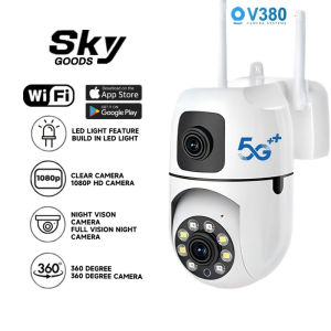 CCTV Camera Connect Cellphone Dual Lens CCTV Camera Wifi Connect Outdoor Waterproof 1080P With Audio And Speaker No Need Internet Infrared Night Vision Monitor Rotatable 360 Automatic Tracking PTZ Home IP Security Cameras