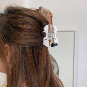 LIAND Acetic Acid Acetate Guitar Hair Claw Piano Video Tape Big Shark Clip Personalized Sax Music Hair Clip Girl