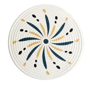NCNC(okdeals01) 桌垫 Anti-scalding Woven Cotton Placemat Heat Insulation Non-Slip Round Coaster Table Mats Cup Mat Pot Pad Table Decoration