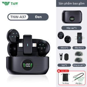 TNW A37 Micro thu âm không dâyGhi âm không dây Clip on Mic with từ tínhMàn Hình LED Hiển Thị Chức Năng