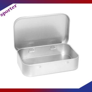 Sporter Metal Rectangular Empty Mini Tin Box Tinplate Push Candy Cases Bins Jar Hinged Containers Small Organizer Storage Box