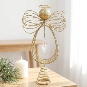 HPVDBP Sparkling Christmas Tree Top Angel Decoration Delicate Reusable Xmas Tree Top Ornament Christmas Angel Topper Iron Angel Figurine Ornaments Christmas