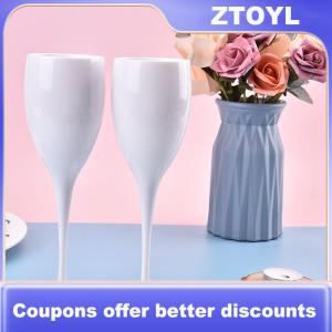 【ZTOYL】 Champagne Flutes Glasse Plastic Wine Glasses Dishwasher-safe White Champagne Glass Restaurant Beer Whiskey Drinkware