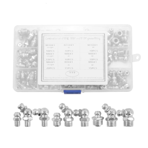 Straight 45 Degree 90 Degree Angle Zerk Grease Nipple Fittings Assortment for Replacing Missing Fittings Grease Fittings