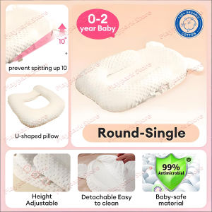 PlayPark Baby Pillow Anti-spill Milk Pillow Set for Newborn Ajustable Prevent Flat Head Feeding Pillow for Baby