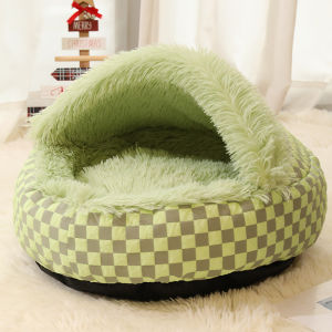 Teekland Cat Plush Shell Bed Nest Winter Warm Semi-enclosed Surrounded Pet Dog Nest Warm Cat Nest Waterproof Moisture-proof Round Puppy Bed House