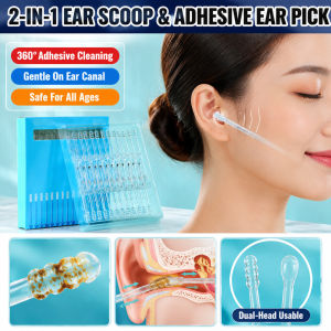 【2-in-1 Hygienic Design】Disposable Cleaner Earwax Remover Tool Hypoallergenic Ear Pick with Replaceable Cotton Tips for Adults Kids Ear Cleaning Kit/Ear Pick Set