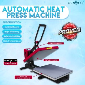 A3 Size CUYI Heat Press Machine Auto-open Drawer Type / Manual Clam Type Heavy Duty Heat Press