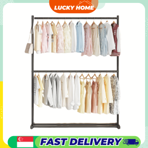 Double Layer Clothes Drying Rack/Heavy Duty Stainless Steel With Wheel/Indoor Outdoor Laundry Stand/Luckyhome