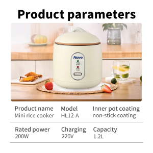 1.2L Rice Cooker Mini One-Touch Cook Non-Stick Pot Auto Keep Warm 200W Power Save Compact Size for Condo/Dorm Nkove