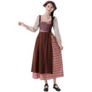 11.11 Cross-border Halloween Childrens Day Parent-Child Play Medieval Pastoral Maid Little Girl Stage Show Costume Adult