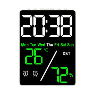 Modern Digital LED Alarm Clock with Indoor Temperature and Humidity for Living Room Decor