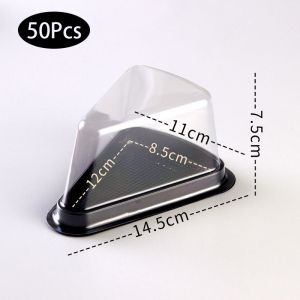 50 Pcs Clear Plastic Cake Slice Container Cake Box Triangle for Baking Pastries Packaging Box Cheesecake Pie Dessert Box