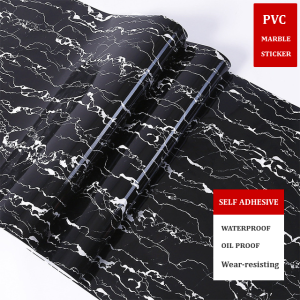 Oil-poof kitchen wall sticker thickened marble grain self adhesive and waterproof wallpaper bathroom decor